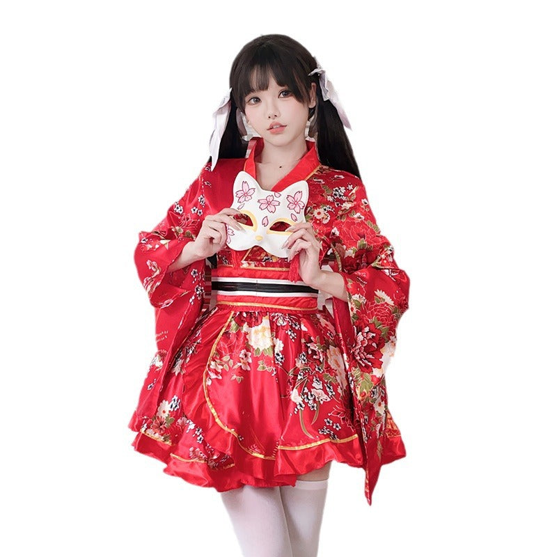 Damen Kimono-Kleid mit eleganter Schärpe und weitem Ärmel Shop Nory