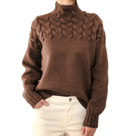 Damen nan Strickpullover mit Zopfstruktur und hohem Rollkragen Shop Nory