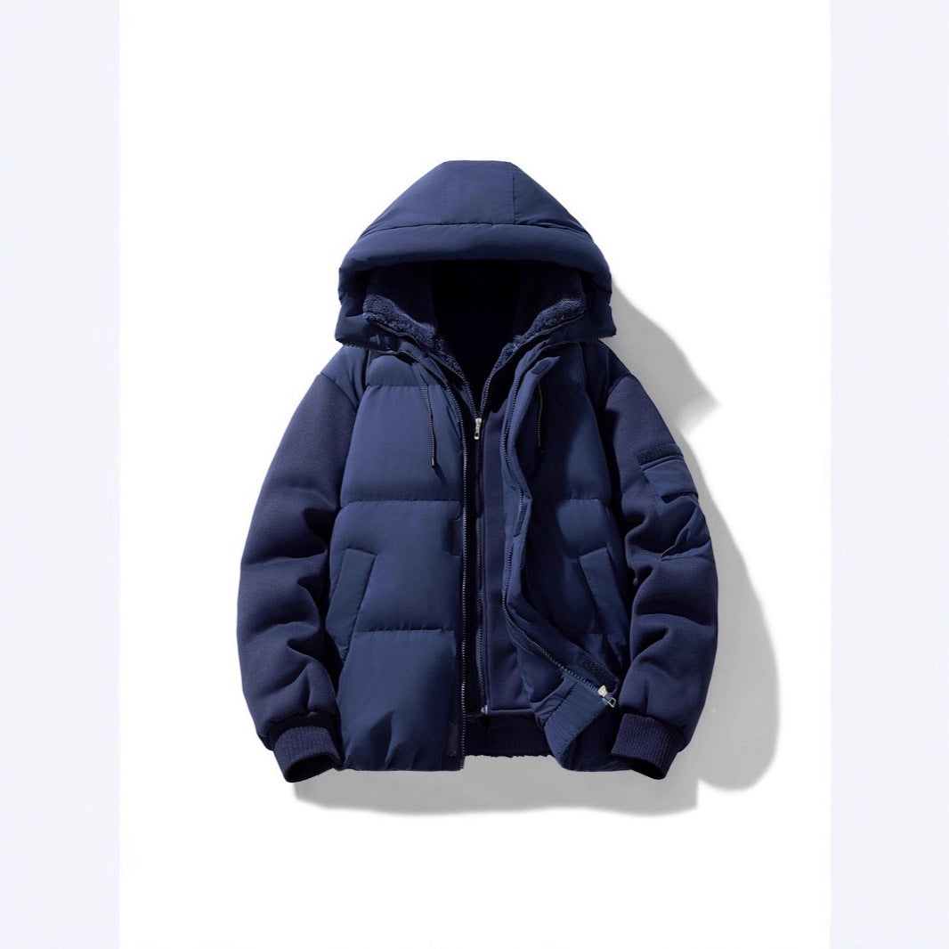 Herren Wattierte Kapuzenjacke mit Teddyfutter und kontrastierenden Softshell-Ärmeln Shop Nory
