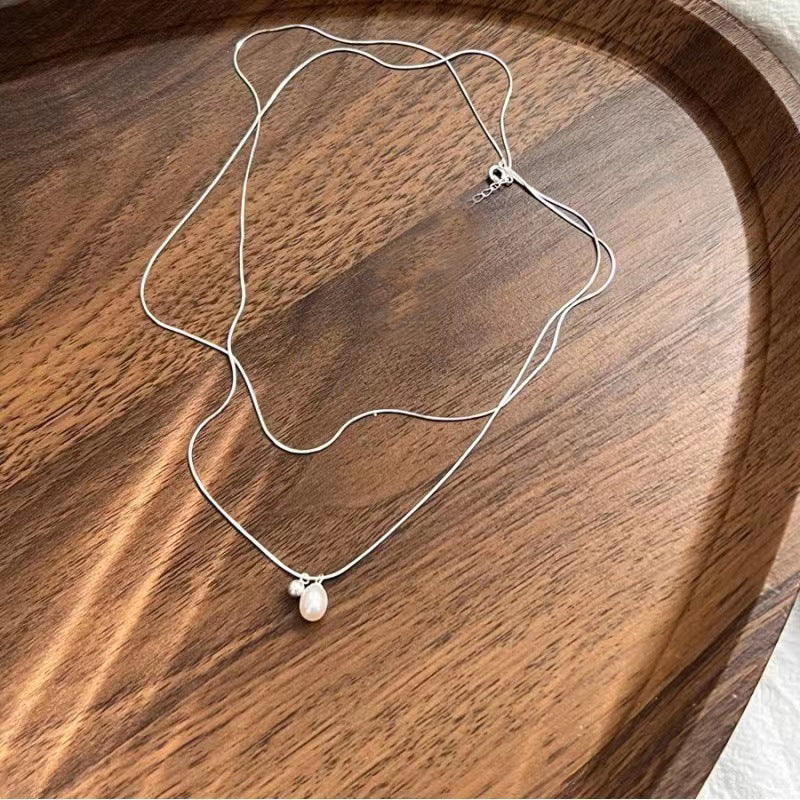 Damen elegante doppellagige Halskette mit stilvollem Anhänger Shop Nory