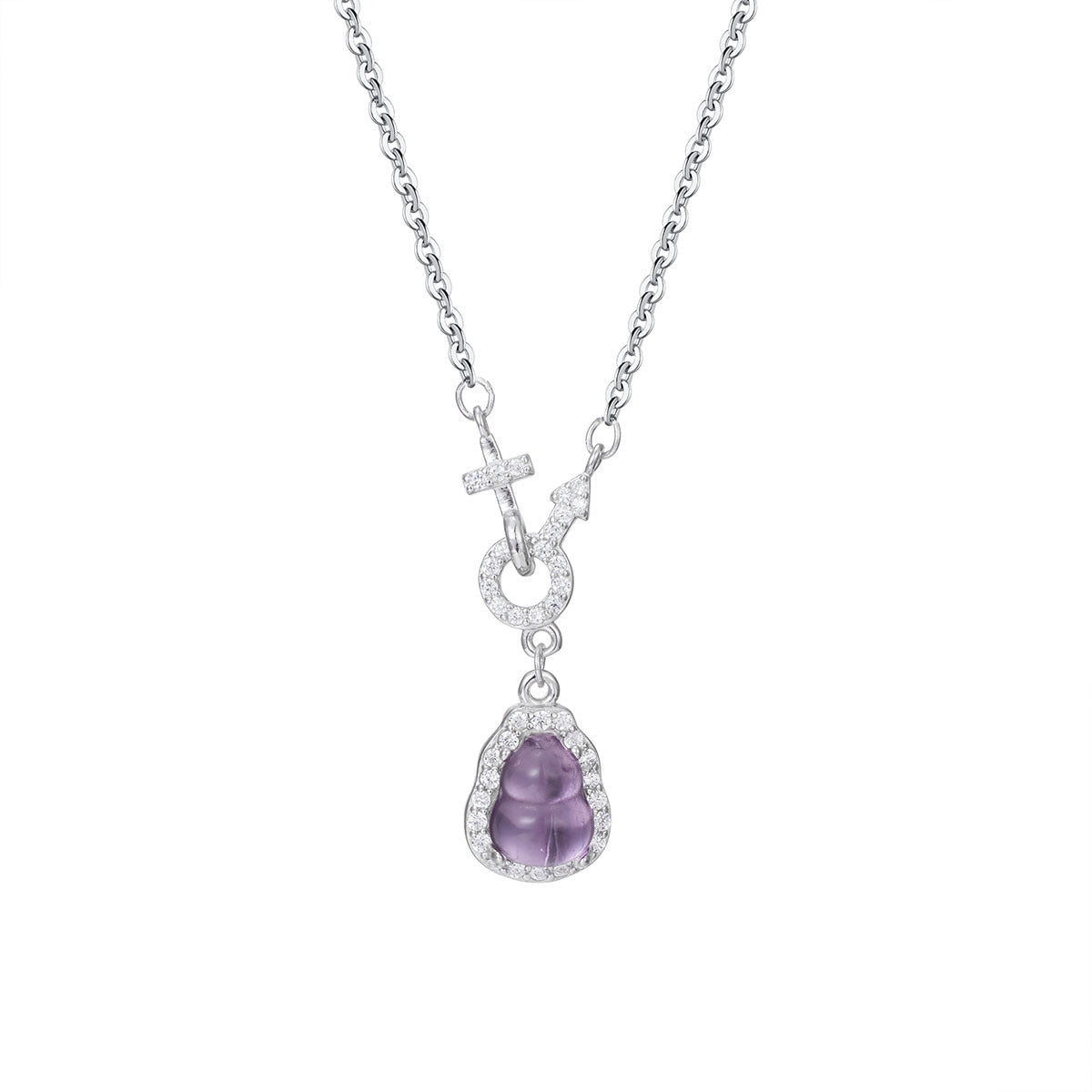 Damen Kette mit kunstvollem Anhänger aus hochwertigem Amethyst und funkelnden Zirkonia Shop Nory
