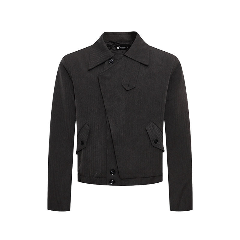 Herren kurzes asymmetrisches Twill-Blouson mit verdeckter Knopfleiste Shop Nory