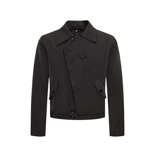 Herren kurzes asymmetrisches Twill-Blouson mit verdeckter Knopfleiste Shop Nory