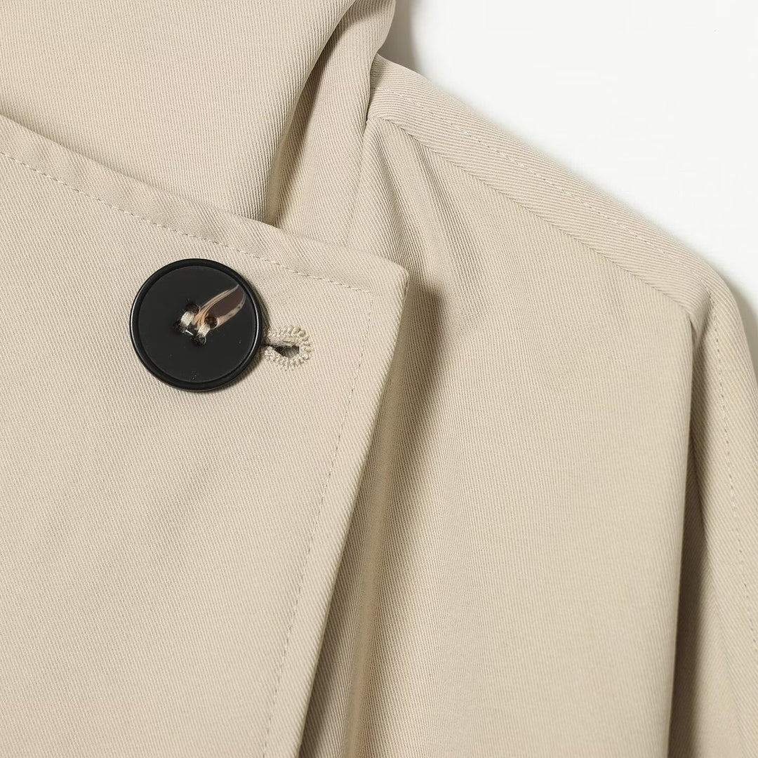 Damen Weitgeschnittener Trenchcoat mit Funnelkragen, asymmetrischer Knopfleiste und Bindegürtel Shop Nory