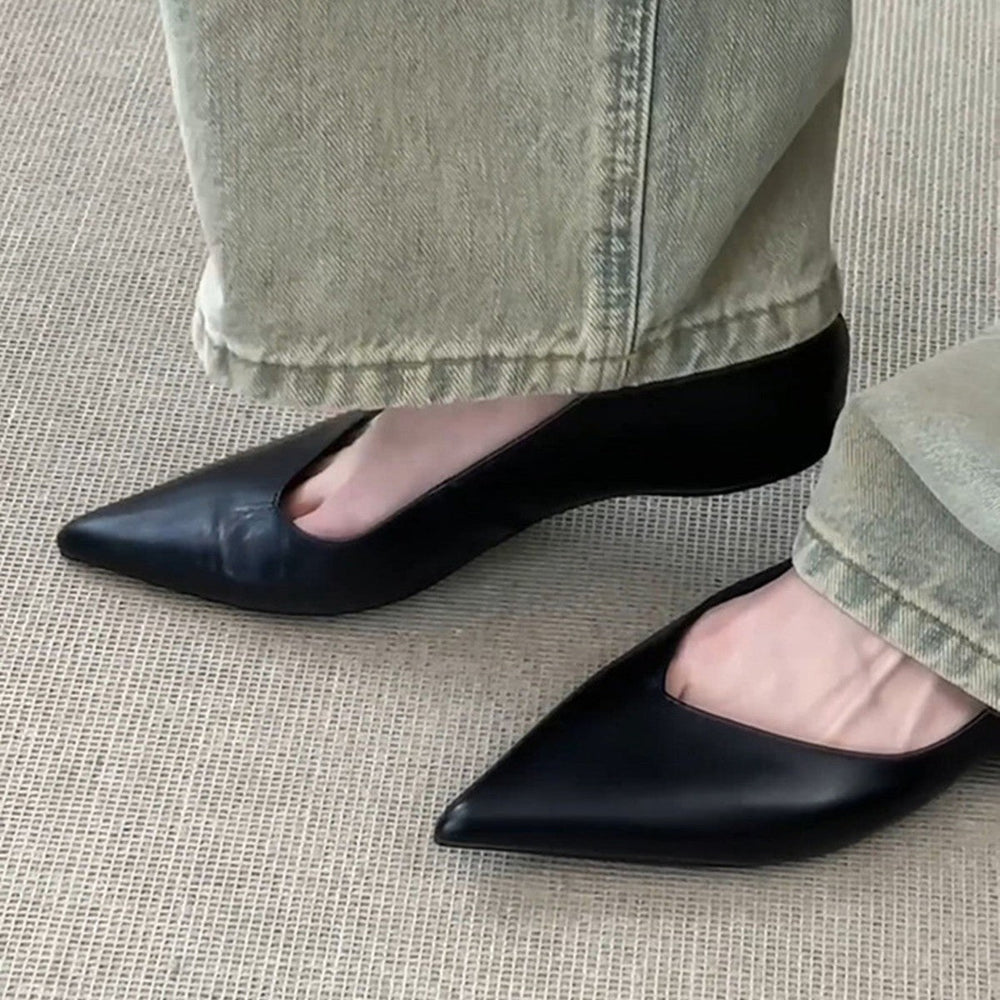 Damen elegante Slipper mit spitzem Zehenbereich und hochwertiger Lederoptik