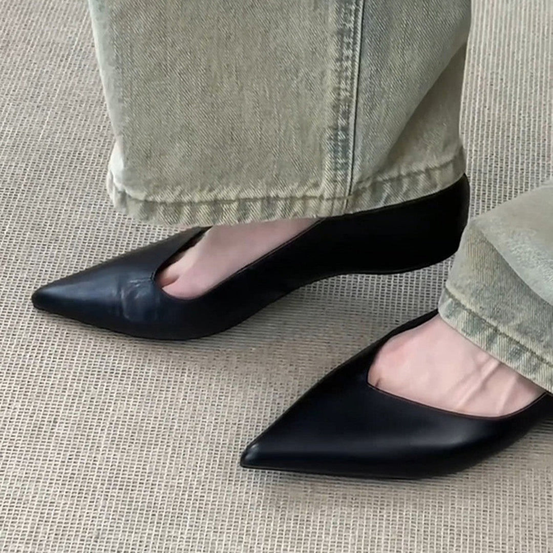 Damen elegante Slipper mit spitzem Zehenbereich und hochwertiger Lederoptik