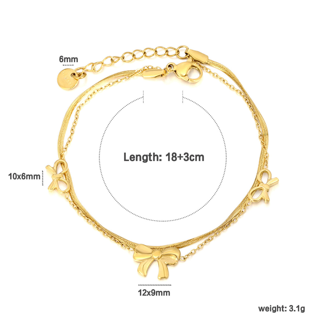 Damen zarte Perlenarmband mit eleganten Schleifenanhängern Shop Nory