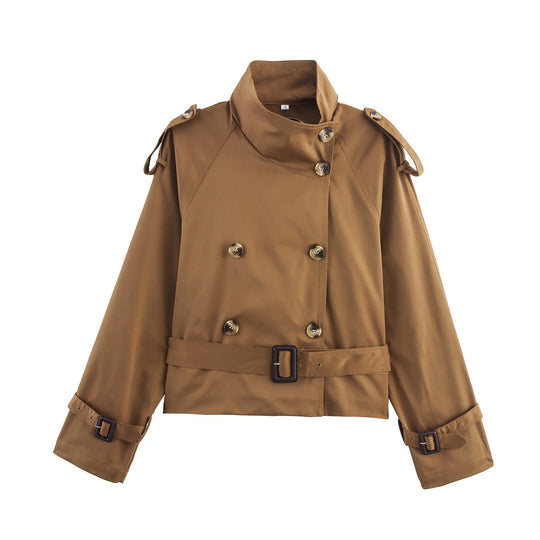 Damen Modische und elegante kurzkarettierte Trenchjacke