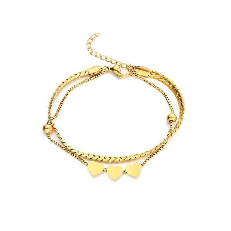Damen Fußkettchen mit verspieltem Herzdesign und elegantem Gliederketten-Stil Shop Nory