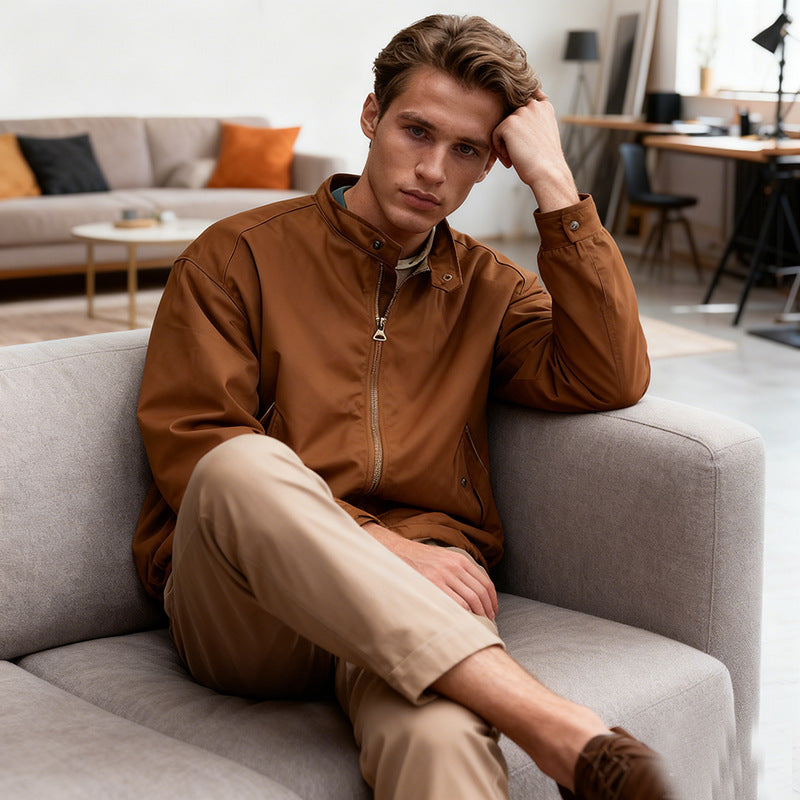 Herren Leichte Bomberjacke aus Nylon mit Reißverschluss, Pattentaschen und elastischen Bündchen Shop Nory