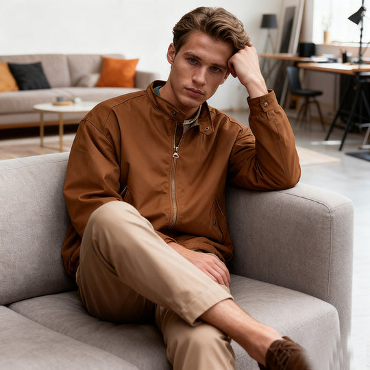 Herren Leichte Bomberjacke aus Nylon mit Reißverschluss, Pattentaschen und elastischen Bündchen Shop Nory
