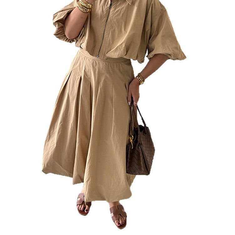 Damen Taillierter A-Linien-Midirock mit Kellerfalten & hoher Taille Shop Nory