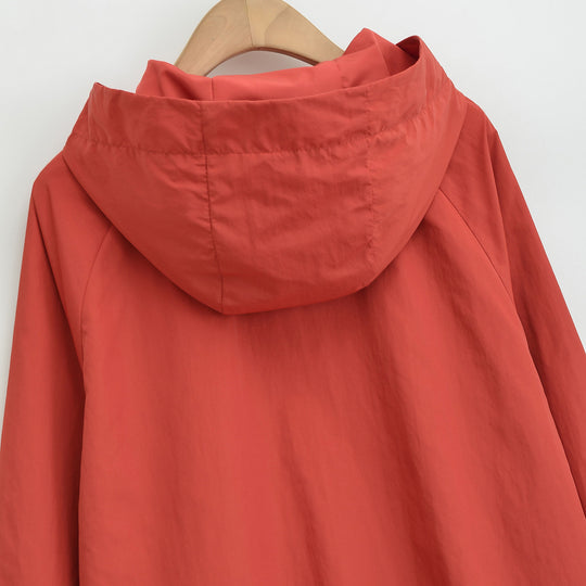 Damen Ultraleichte Kapuzen-Windbreaker mit verlängertem Rückensaum und elastischem Saum Shop Nory