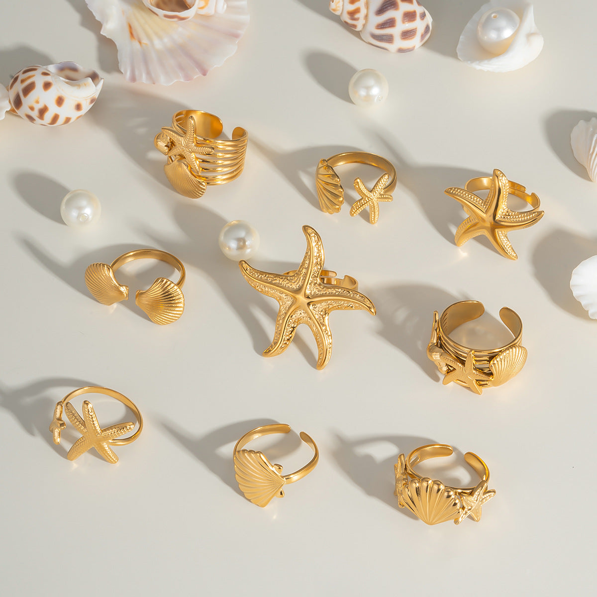 Damen Verstellbarer Sternenhaut Ring mit Edelstahlverarbeitung Shop Nory