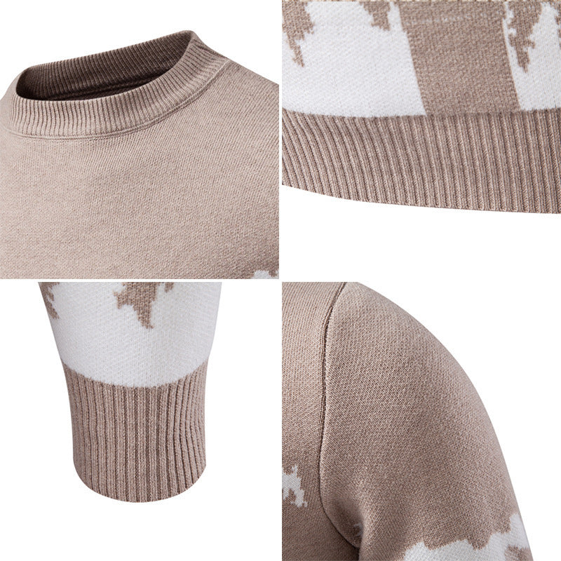 Herren Strickpullover mit Bergmotiv und hohem Kragen