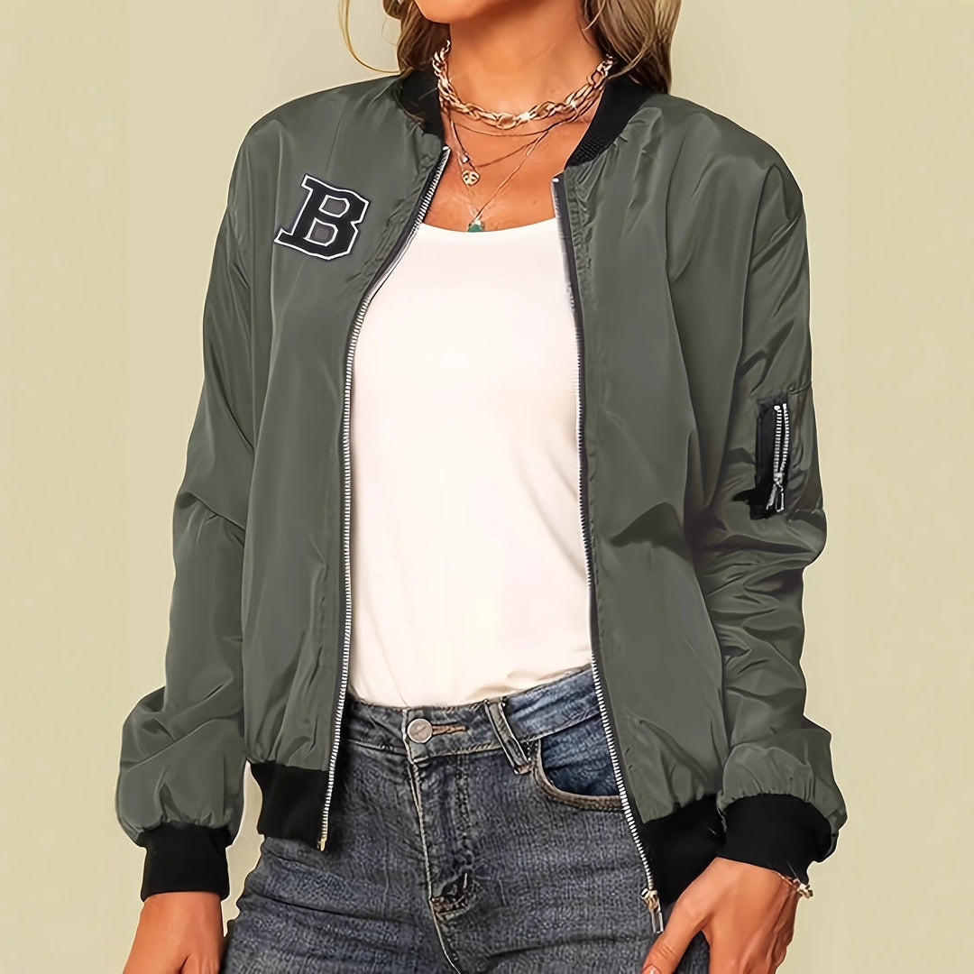 Damen lässige Bomberjacke mit praktischen Taschen und lässigem Schnitt Shopnory