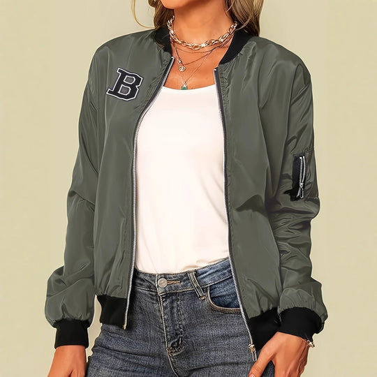 Damen lässige Bomberjacke mit praktischen Taschen und lässigem Schnitt Shopnory