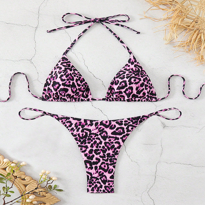 Damen Triangel-Bikini mit modischem Leopardenmuster Shopnory