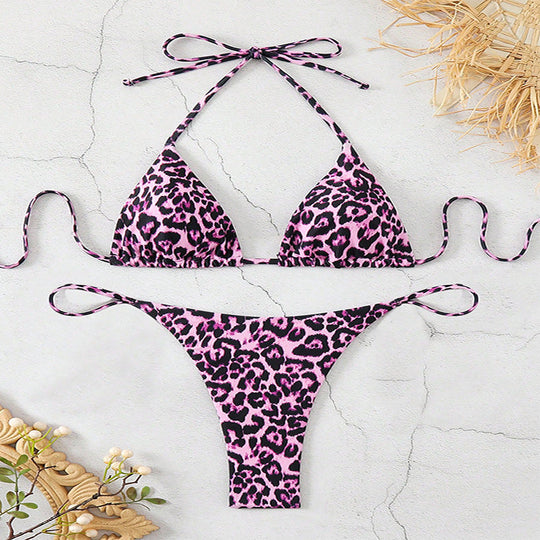 Damen Triangel-Bikini mit modischem Leopardenmuster Shopnory