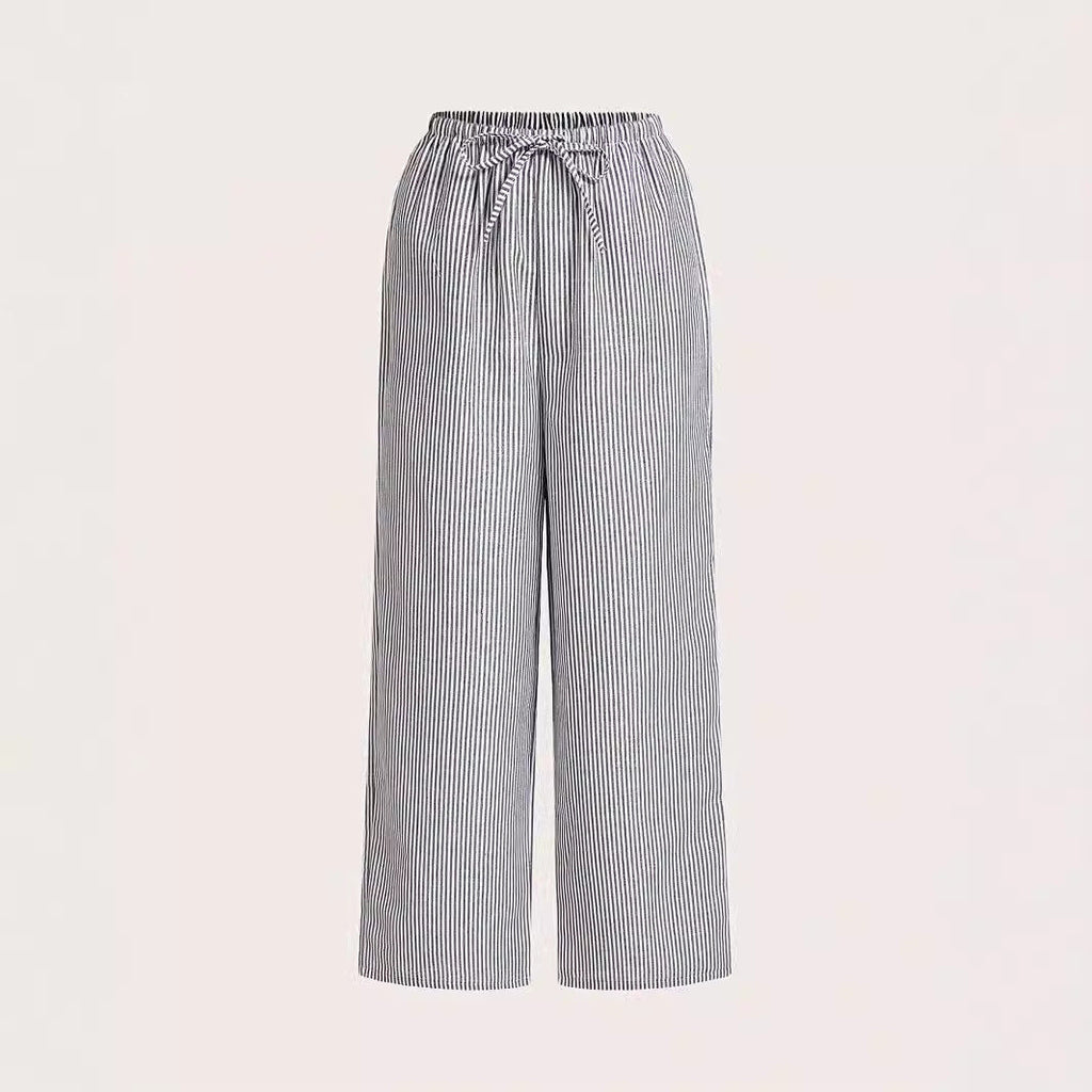 Damen Weite Sommerhose mit komfortablem Gummibund und Streifenmuster