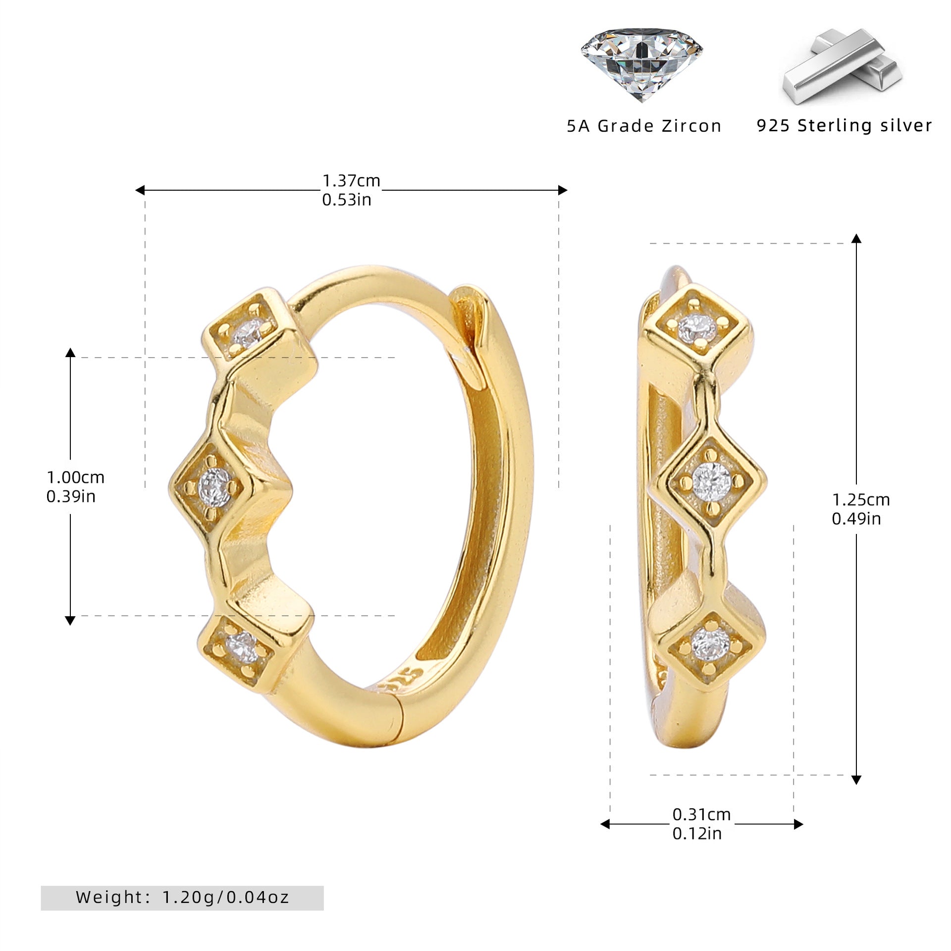 Damen Creolen aus hochwertigem 925 Sterlingsilber mit funkelnden Zirkon-Akzenten Shop Nory