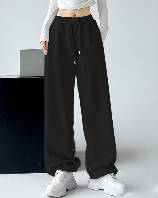 Damen nan extraweite Palazzo-Sweathose mit hohem Komfortbund, seitlichen Eingrifftaschen, Schlitz am Saum und Kordelzug Shop Nory
