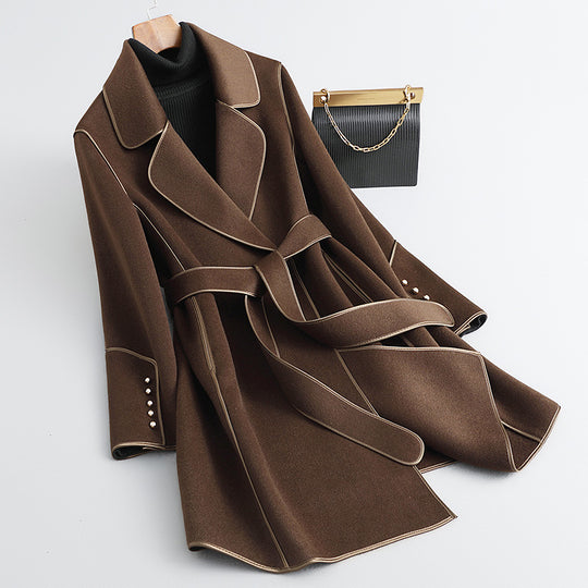 Damen Eleganter Wickelmantel mit Gürtel Shop Nory