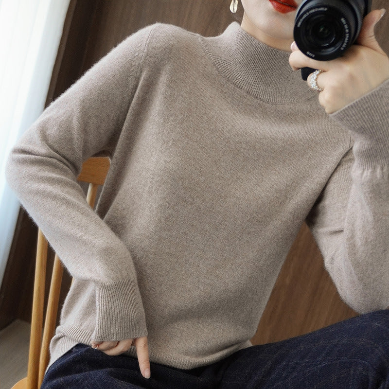 Damen Mockneck-Pullover aus flauschigem Angora-Mix mit legerer Ballonärmel-Silhouette Shop Nory