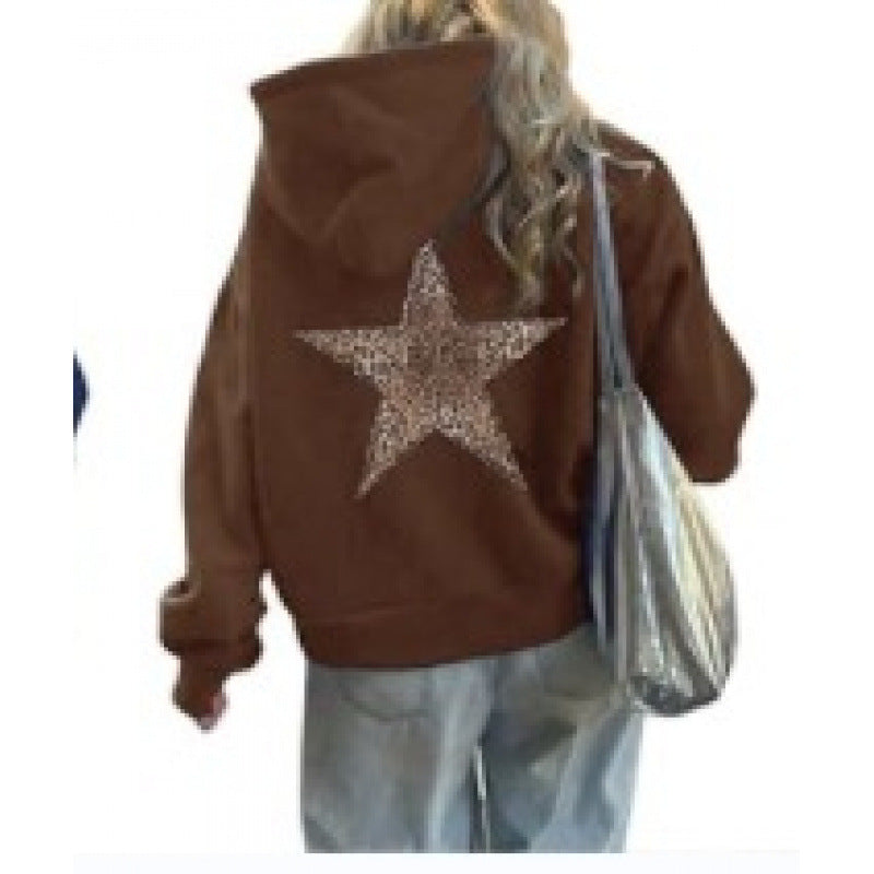 Damen Kapuzenpullover mit glitzerndem Sternmotiv
