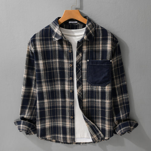 Herren kariertes Flanell-Overshirt im Relaxed-Fit mit kontrastierter Brusttasche Shop Nory