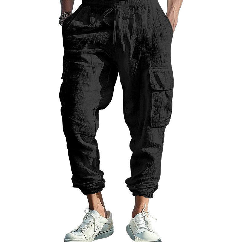 Herren luftige Cargo-Hose mit elastischem Bund und seitlichen Taschen