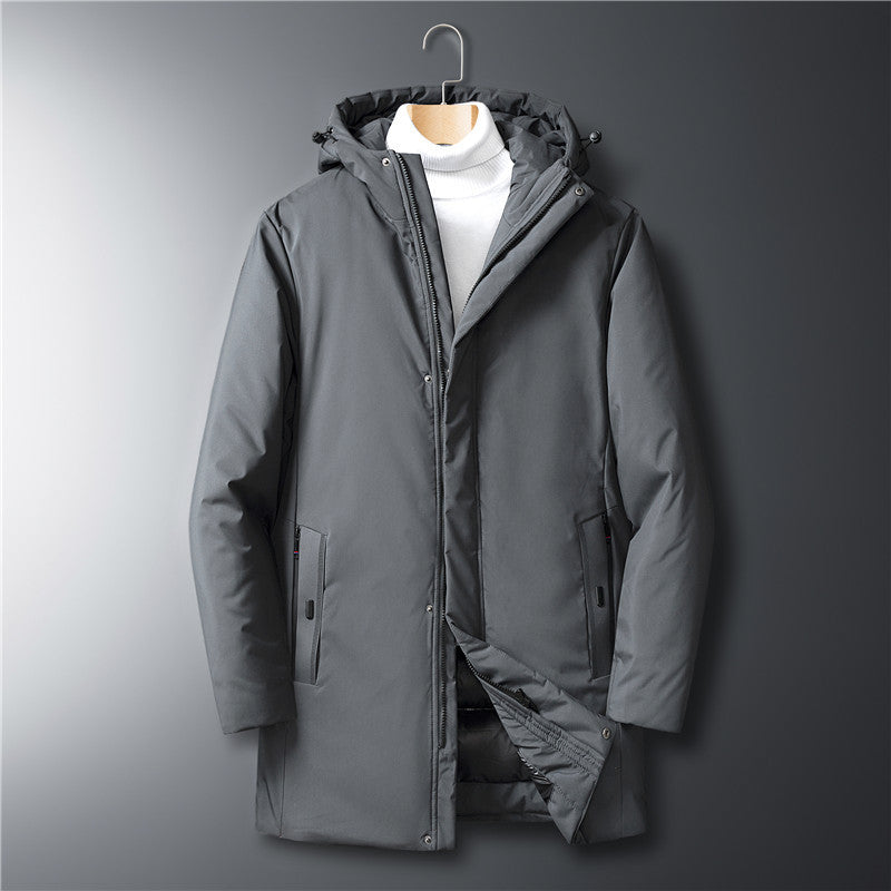Herren moderner Urban-Longparka mit versteckter Reißverschlussblende und ergonomischer Kapuze Shop Nory