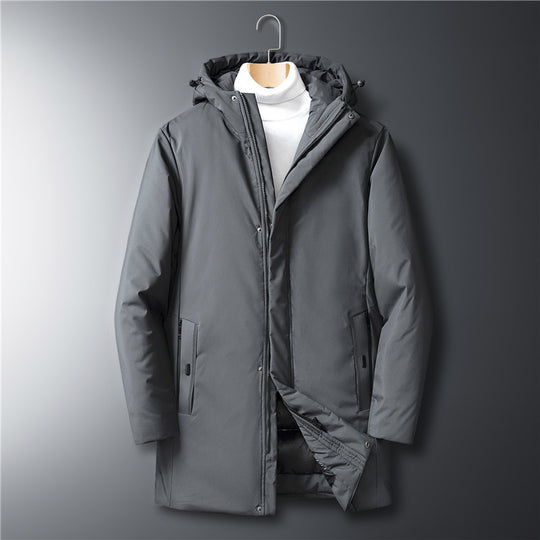 Herren moderner Urban-Longparka mit versteckter Reißverschlussblende und ergonomischer Kapuze Shop Nory