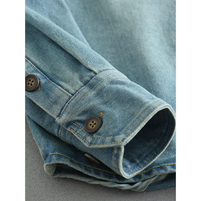 Unisex Overshirt aus gewaschenem Denim mit Relaxed‑Schnitt und Pattentaschen Shop Nory