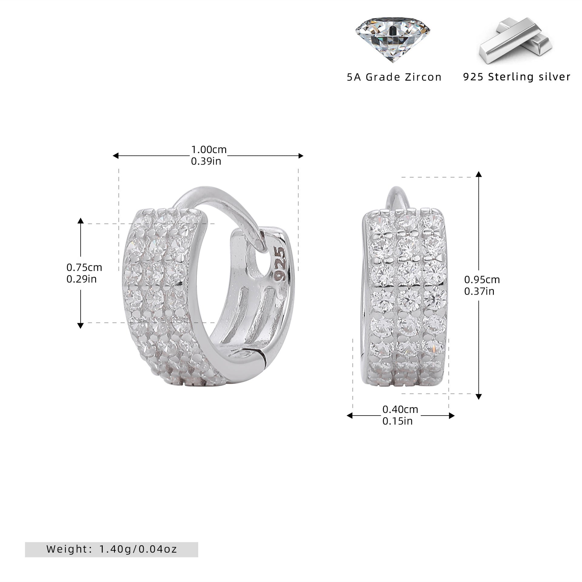 Damen Ohrhänger mit luxuriösem Zirkonbesatz aus 925er Sterling Silber Shop Nory