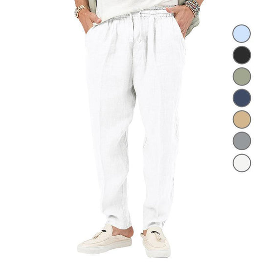 Herren nan lässige Leinenoptik Freizeithose mit elastischem Tunnelzugbund und schmal zulaufenden Beinen Shop Nory