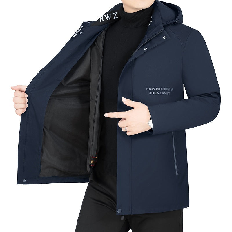 Herren Moderner Urbaner Parka mit fester Kapuze, nahtverdeckten Reißverschlüssen und leichtem Thermofutter Shop Nory