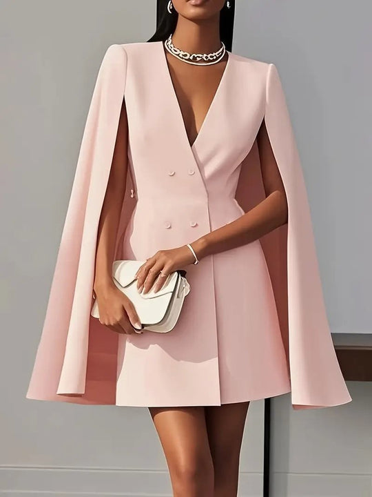 Damen Cape-Blazer-Kleid mit Doppelreihe und tiefem V-Ausschnitt Shop Nory