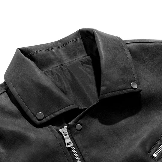 Herren Modische Lederjacke mit asymmetrischem Reißverschluss Shop Nory