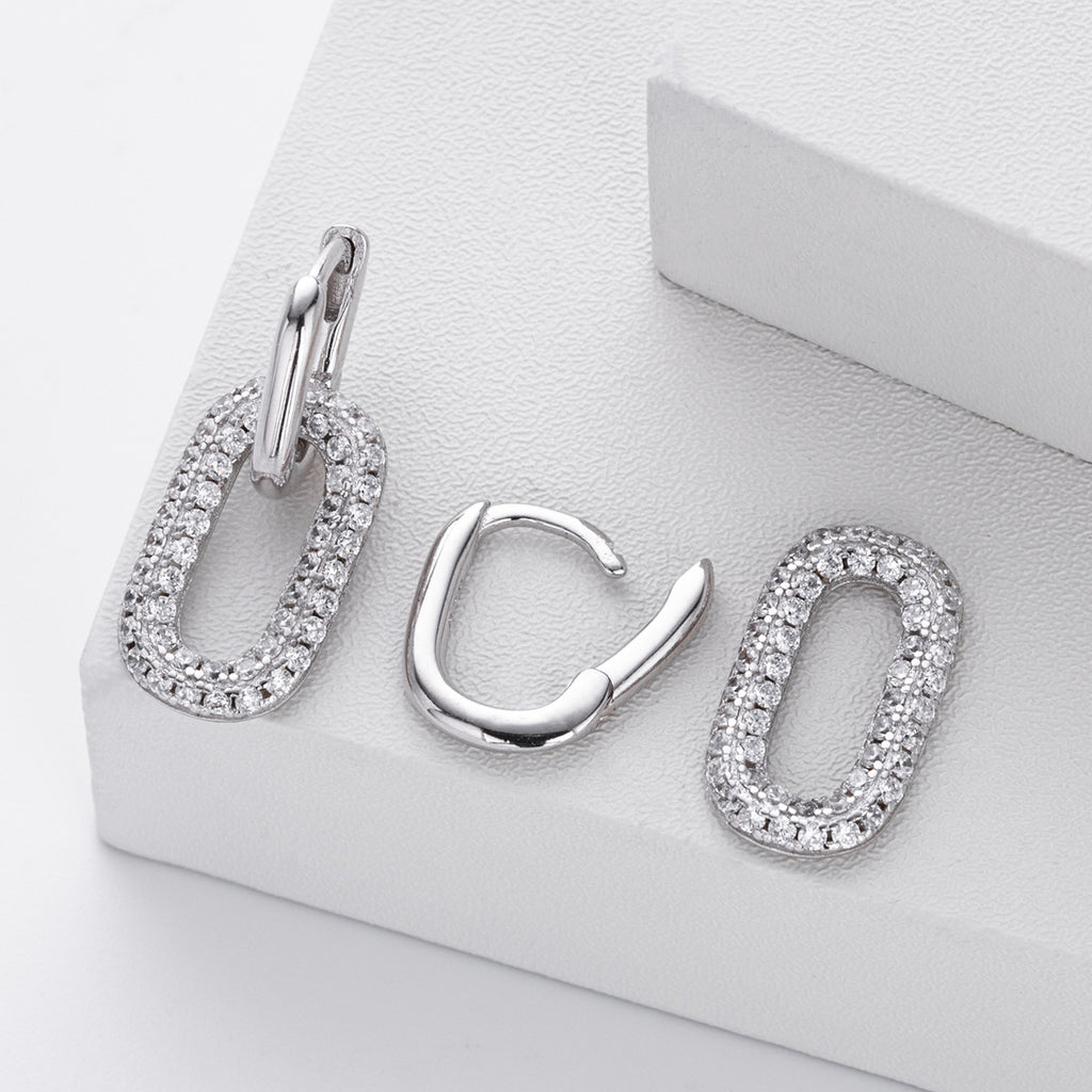 Damen Ohrringe mit funkelndem Zirconbesatz aus hochwertigem 925 Sterling Silber Shop Nory