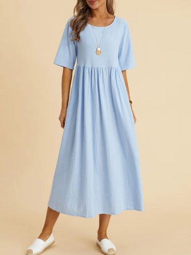 Damen Maxikleid mit lässigem Schnitt und Kurzärmeln