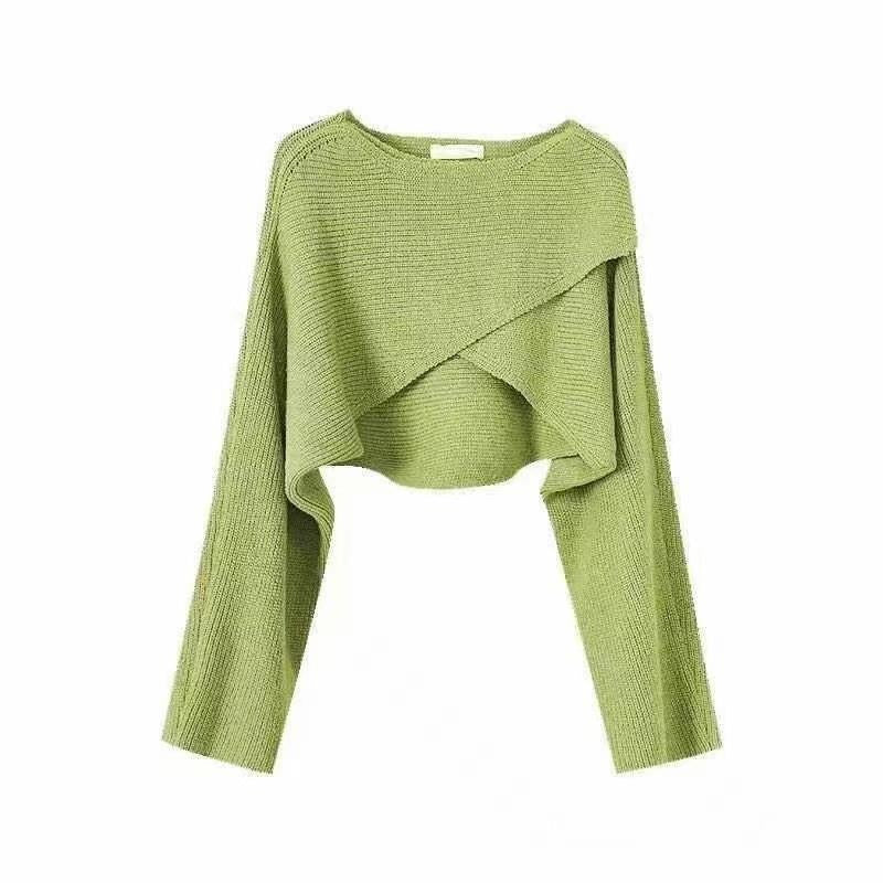 Damen lässiger Cropped-Pullover mit asymmetrischem Schnitt und strukturierter Oberfläche