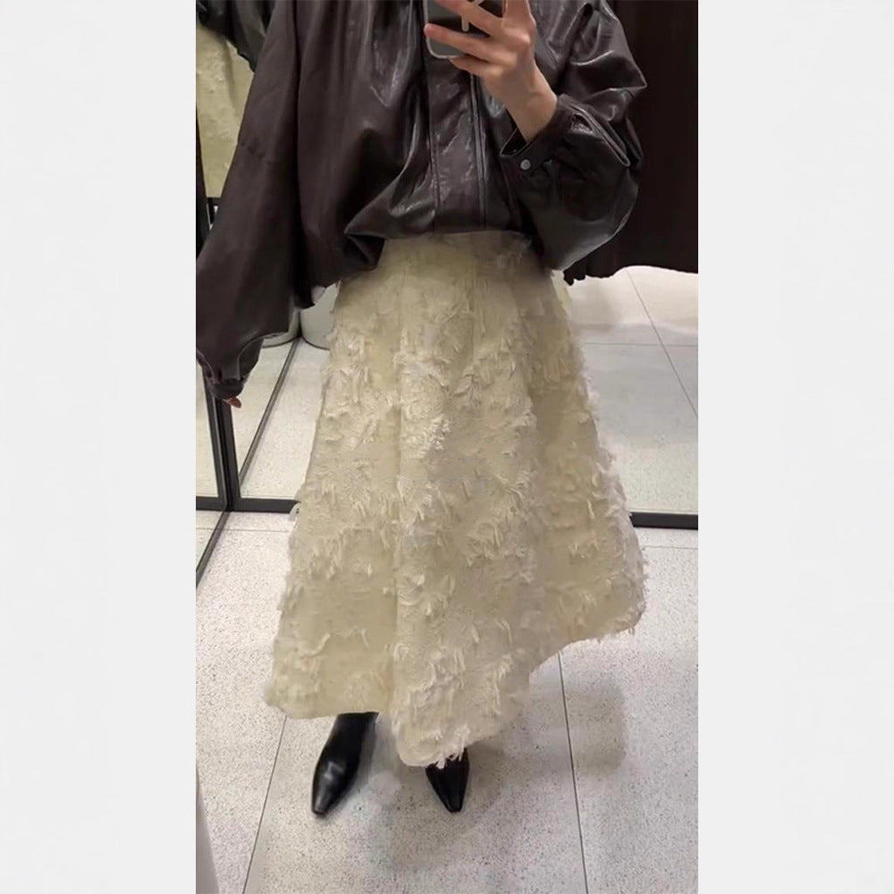 Damen Midirock mit hoher Taille und fransiger Struktur Shop Nory
