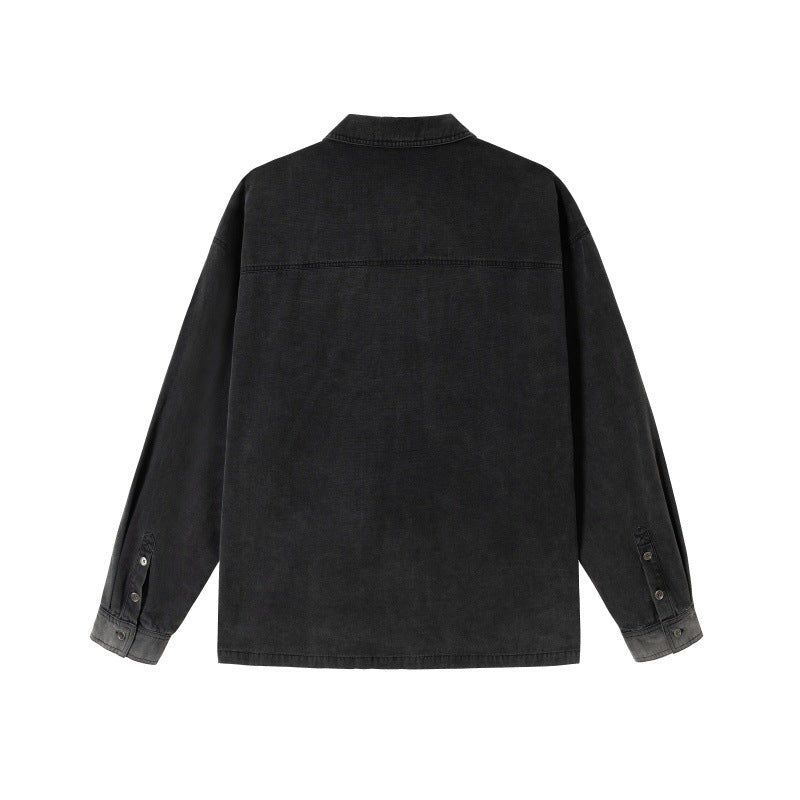 Herren Overshirt aus Denim mit aufgesetzten Pin-Patches und Used-Details Shop Nory