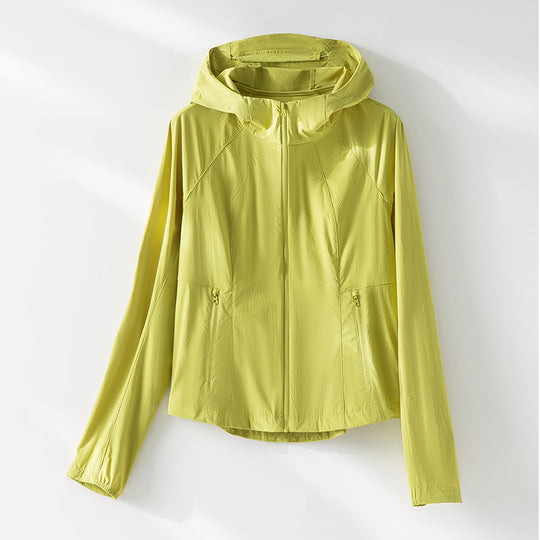 Damen Ultraleichte atmungsaktive Kapuzenjacke mit Raglanärmeln und Reißverschlusstaschen Shop Nory
