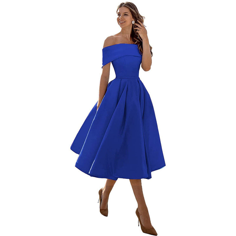 Legere Mode Satin Cocktailkleid Ohne Träger