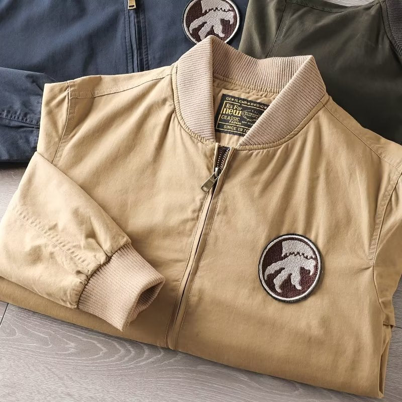 Herren Casual Bomberjacke mit Reißverschluss, Brustpatch und Ärmel-Taschendetail Shop Nory