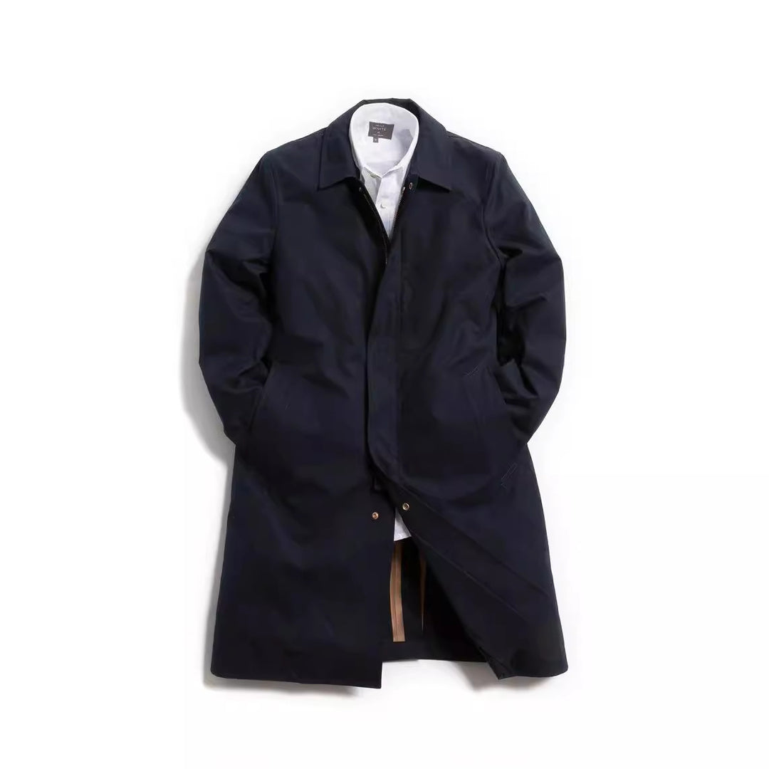 Herren Mid-Length Einreihiger Mantel mit verdeckter Knopfleiste und taillierter Silhouette Shop Nory