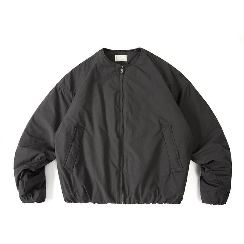 Unisex Leichte Boxy-Übergangsjacke ohne Kragen mit durchgehendem Reißverschluss und elastischem Saum Shop Nory