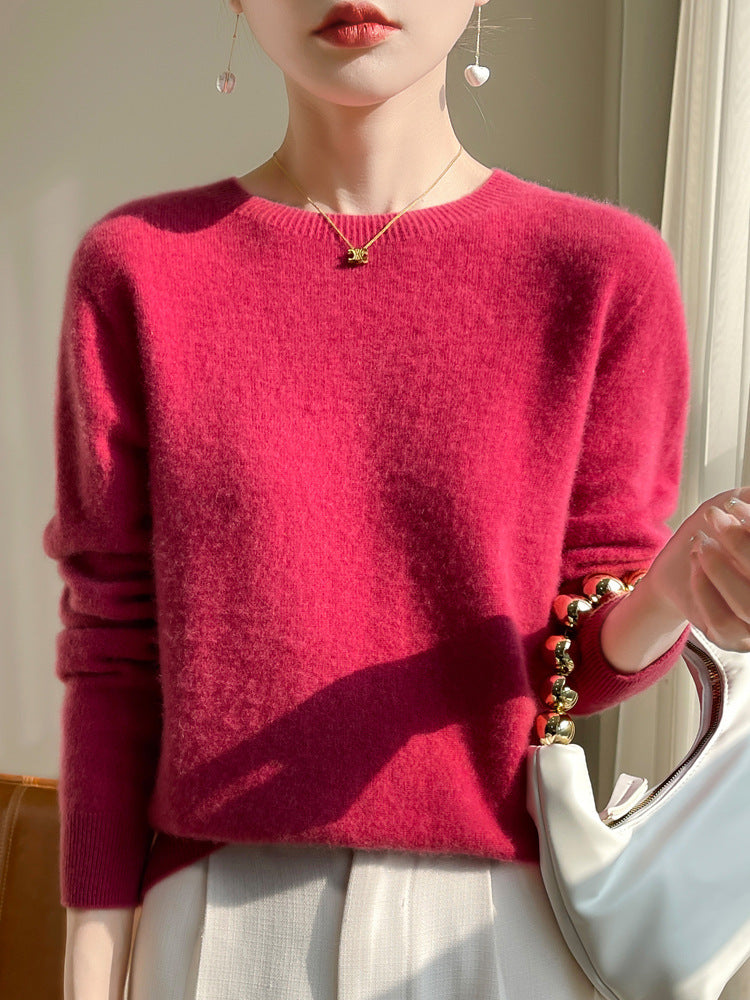 Damen Luxuriöser Kuschelstrick-Pullover mit Rundhals und Mohair-Optik Shop Nory